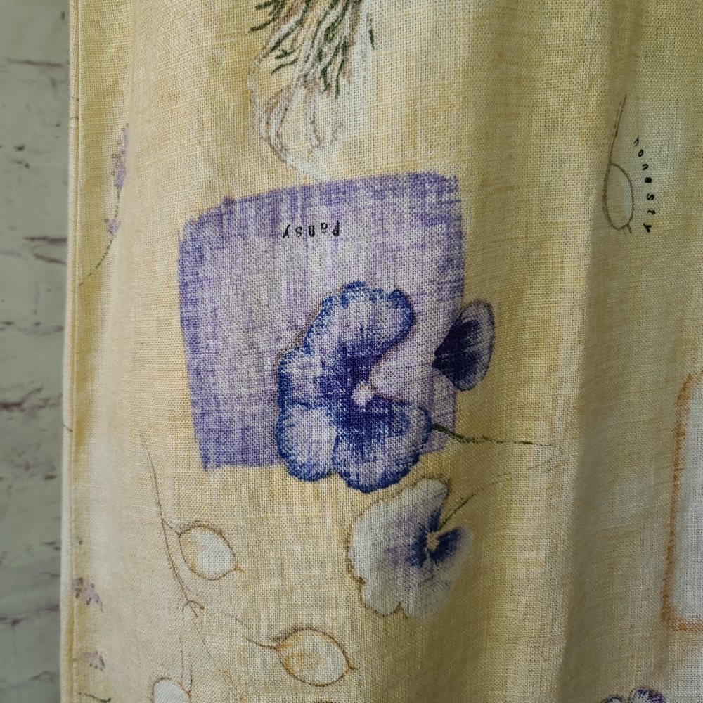 Vintage Sweet Jessie Yellow Botanical Print 100% Linen Tank Maxi Dress Medium - Picture 7 of 10